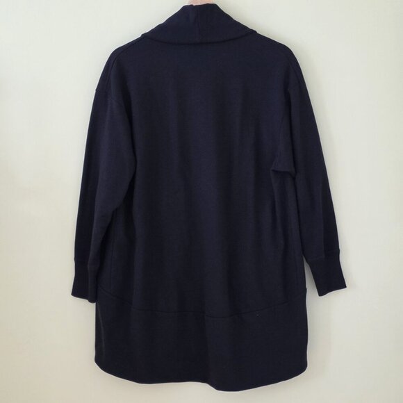 Theory Kolma Cardigan Womens S Black LS Cocoon Open Cotton Blend Pockets Capsule - Picture 16 of 16